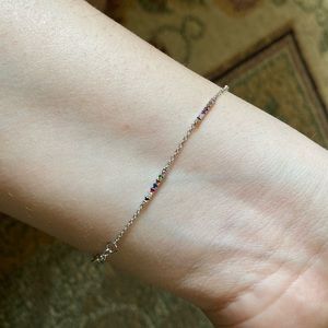 SOLD 14k White Gold Rainbow Diamond Bar Bracelet